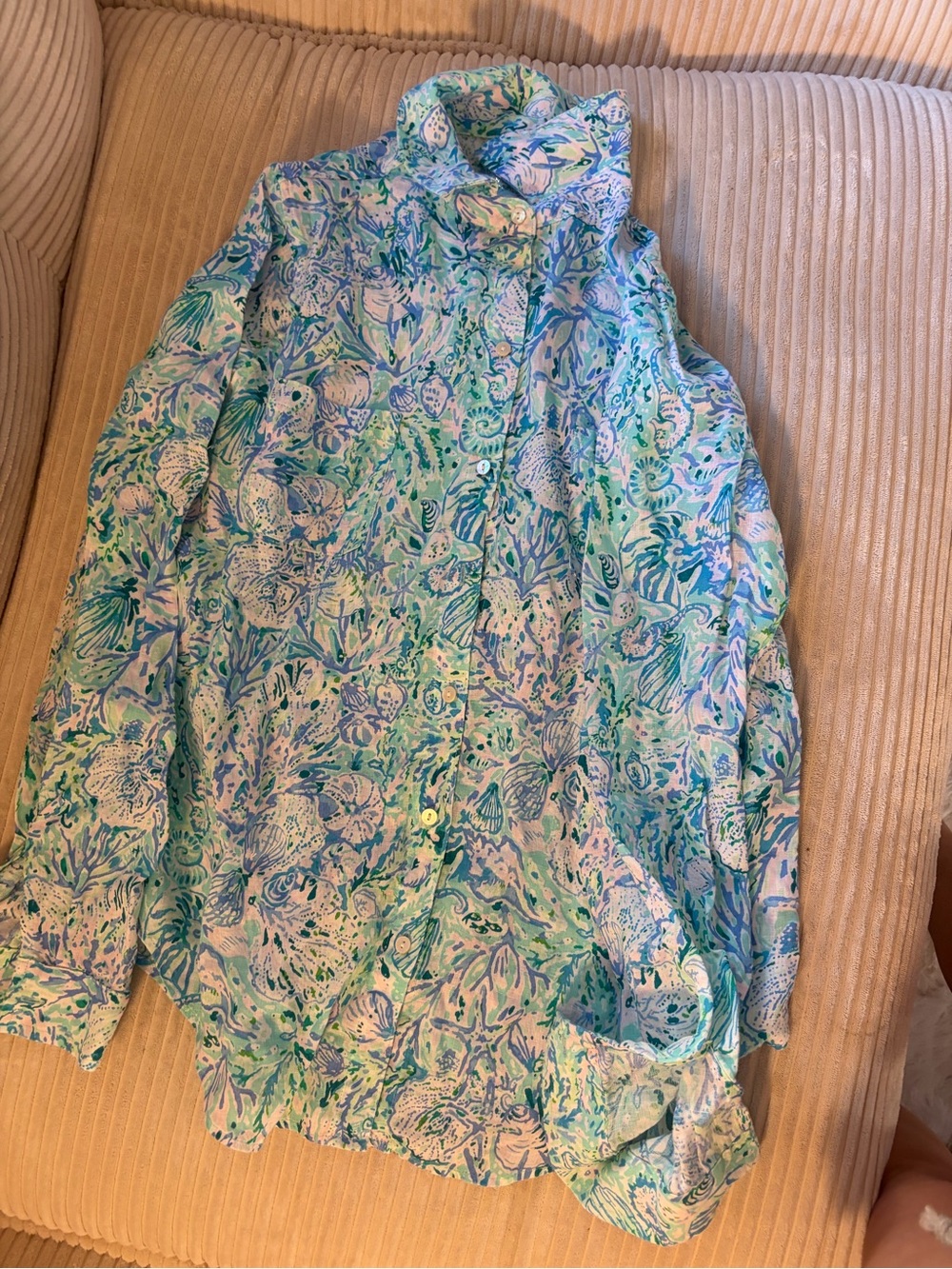 Lilly Pulitzer Blue Green Pink Floral Button-Down Shirt